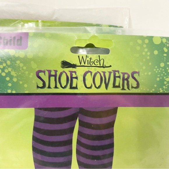 Witch Shoe Covers with Striped Design Kids x2 Adult x1 - Picture 6 of 15